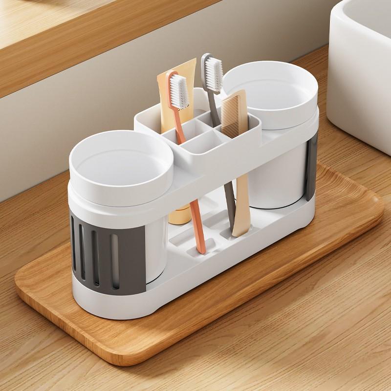 Bathroom Toothbrush Toothpaste Shelf Advanced All-In-One Toothbrush Single/Double Mouthwash Cup Bathroom Wash Set Cup Holder