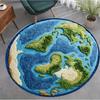 Globe Design Plush Carpet, Round Soft  Sound-Absorbing Rug, Cozy Floor Mat for Bedroom, Study, Office Decor