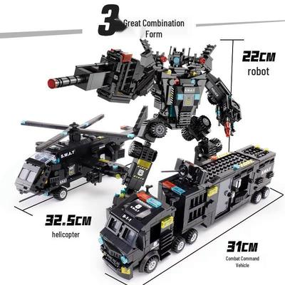 Совместимые строительные блоки LEGO "Военный линкор, Танк и Бронеавтомобиль SWAT" - Образовательная игрушка-подарок для детей