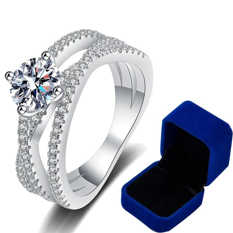Кольца с настоящим муассанитом, белое золото 14 карат, 4 зубца, маленькая витая лоза, 1 карат, обручальное кольцо с бриллиантом, обещанный подарок, свадебные украшения