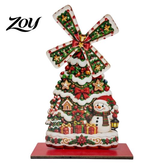 Rustic Xmas Party Ornaments Christmas Windmill Wooden Ornament, Decorative Craft with Rotating Handmade Atmosphere Props Blades, Figurine for Holiday