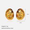 Fashion temperament niche personality earrings stainless steel plated 18K gold retro twist snail shell micro-inlaid earrings