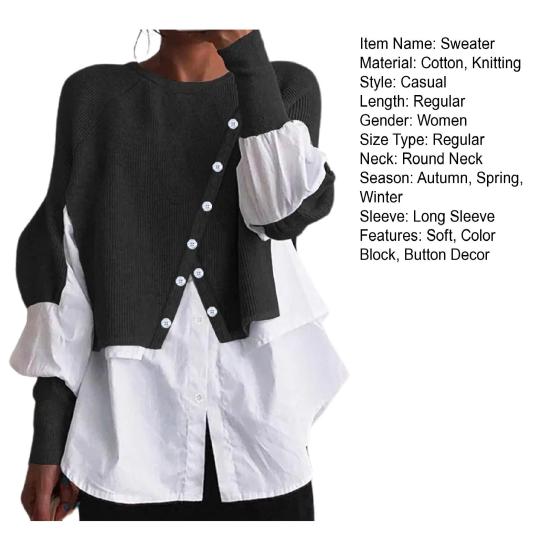 Шикарная блузка с длинными рукавами, теплый лоскутный женский свитер с цветными блоками, женский свитер