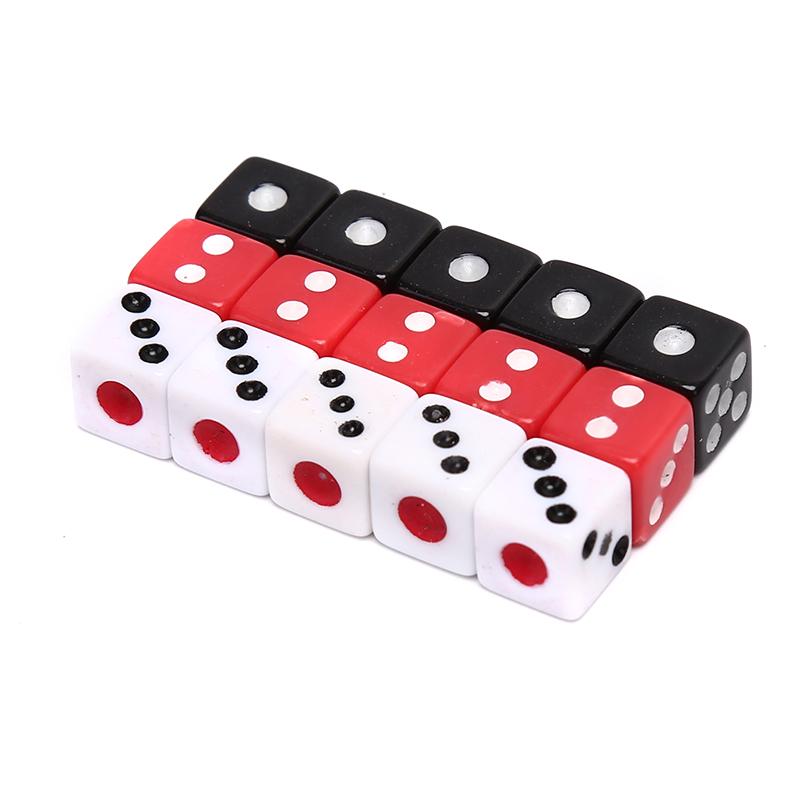 50Pcs Dices 8mm Plastic White/Black/Red Gaming Dice Standard Six Sided Decider Birthday Parties Board Game