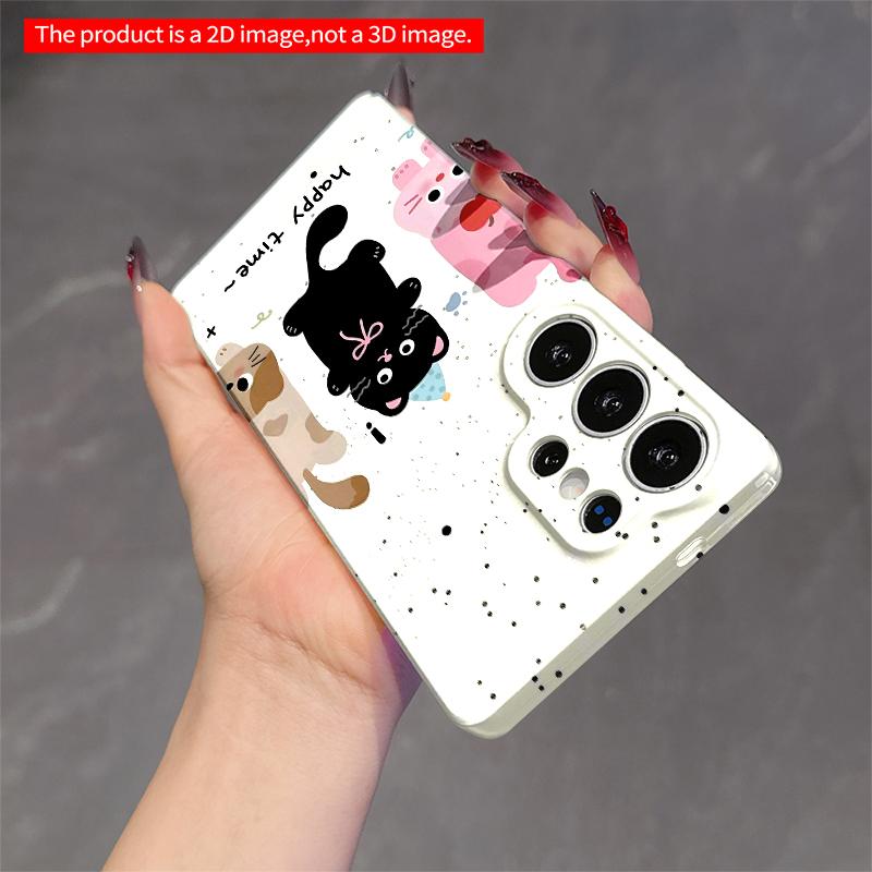 2DFlat Samsung phone case Cute Cats Happy Time Phone Case Applicable to Galaxy S22 S23 S24 S25ULTRA S26 A12 A13 A14 A15 A16