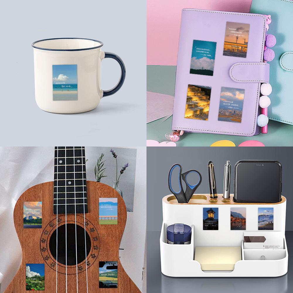 60 Новых Красивых Пейзажных Наклеек Персонализированные Креативные DIY Декоративные Наклейки для Скейтборда и Водного Стакана Водонепроницаемые