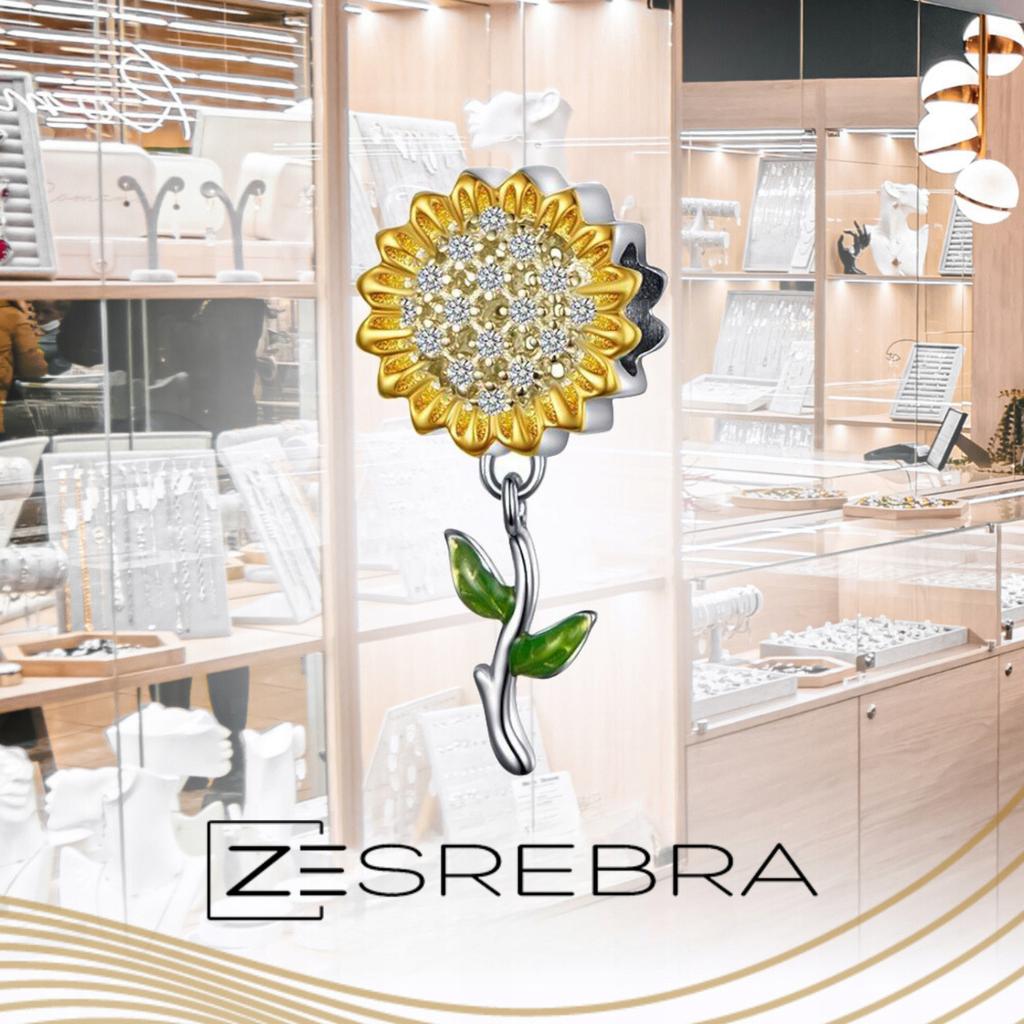 Charms Pr 925 Sunflower Pendant Bead Beads Colorful Zircons