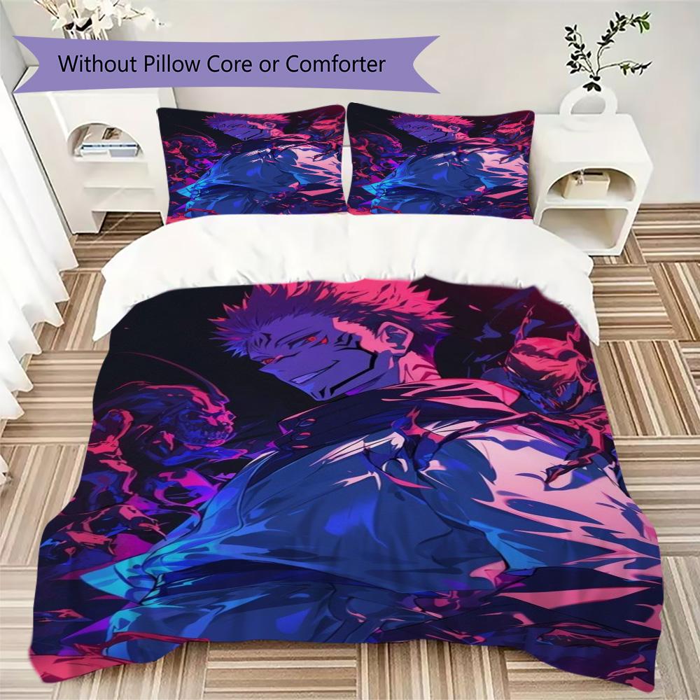 Jujutsu Kaisen Pattern Bedding,Quilt Set Quilt Cover Pillowcase Home Birthday Gift (1*duvet cover+2*pillowcase,without core)SSJT0917558
