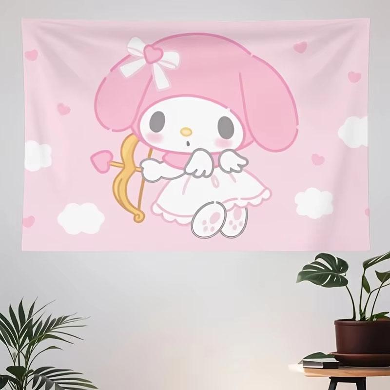 2026 Семейный Гобелен Sanrio Розовый Принт Сердечки Милый Аниме Декор Стены Каваи Персонаж Фон для Вечеринки Спальни Гостиной Дома