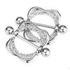 2pcs Stainless Steel Rhinestone Square Geometric Shield Barbell Nipplering