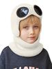 AIEOE Вязаная шапка с и шеей для девочек и для улицы Белая Детские ушки, шарф, согревалка, Комплект из 2 предметов, Ветрозащитная, Очки, С флисовой подкладкой, Теплая,