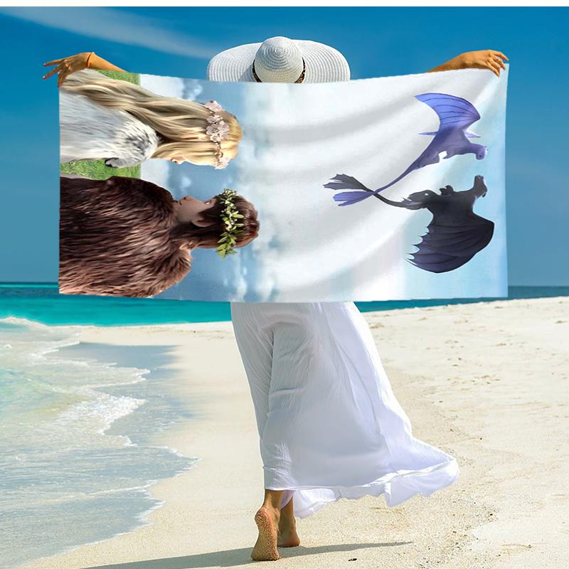 1pc Toothless1 Beach Towel, Comfortable and Thick, and Swimming/Bath/Picnic/Camping Towel, Suitable for Seaside Beaches