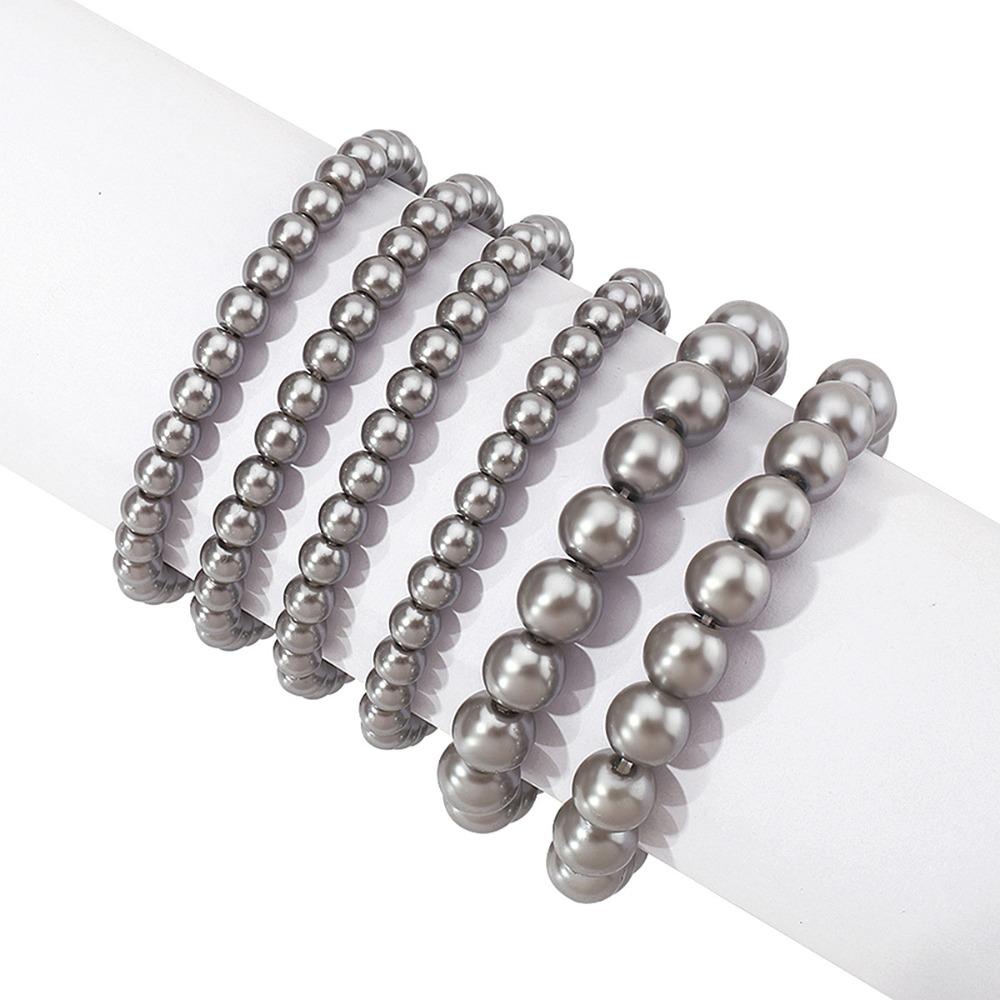 Baroque Pearls Bracelet White Wide Bangle Unique Elastic Bracelet  Girl