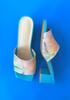 In The Balcony Cerise Blue Turquoise Strap Mule Sandals Slippers 5Cm