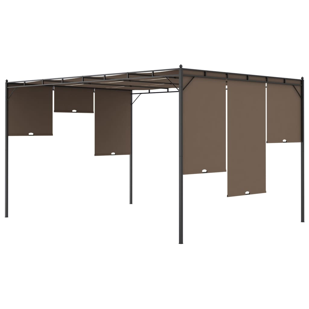 Garden Pavilion with Side Curtains 4 x 3 x 2.25 m Taupe