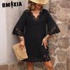 Women's Fashion Summer Spring Solid Color Print Short Sleeve V-Neck Casual Dresses