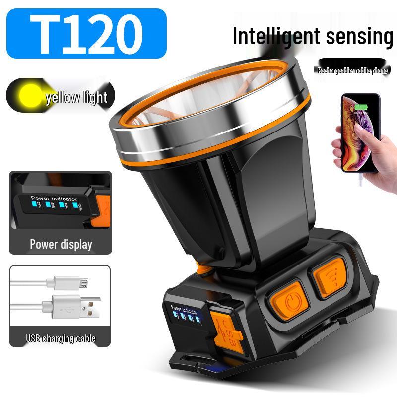 Перезаряжаемый светодиодный налобный фонарь высокой яркости для ночной рыбалки, горного дела, кемпинга и активного отдыха