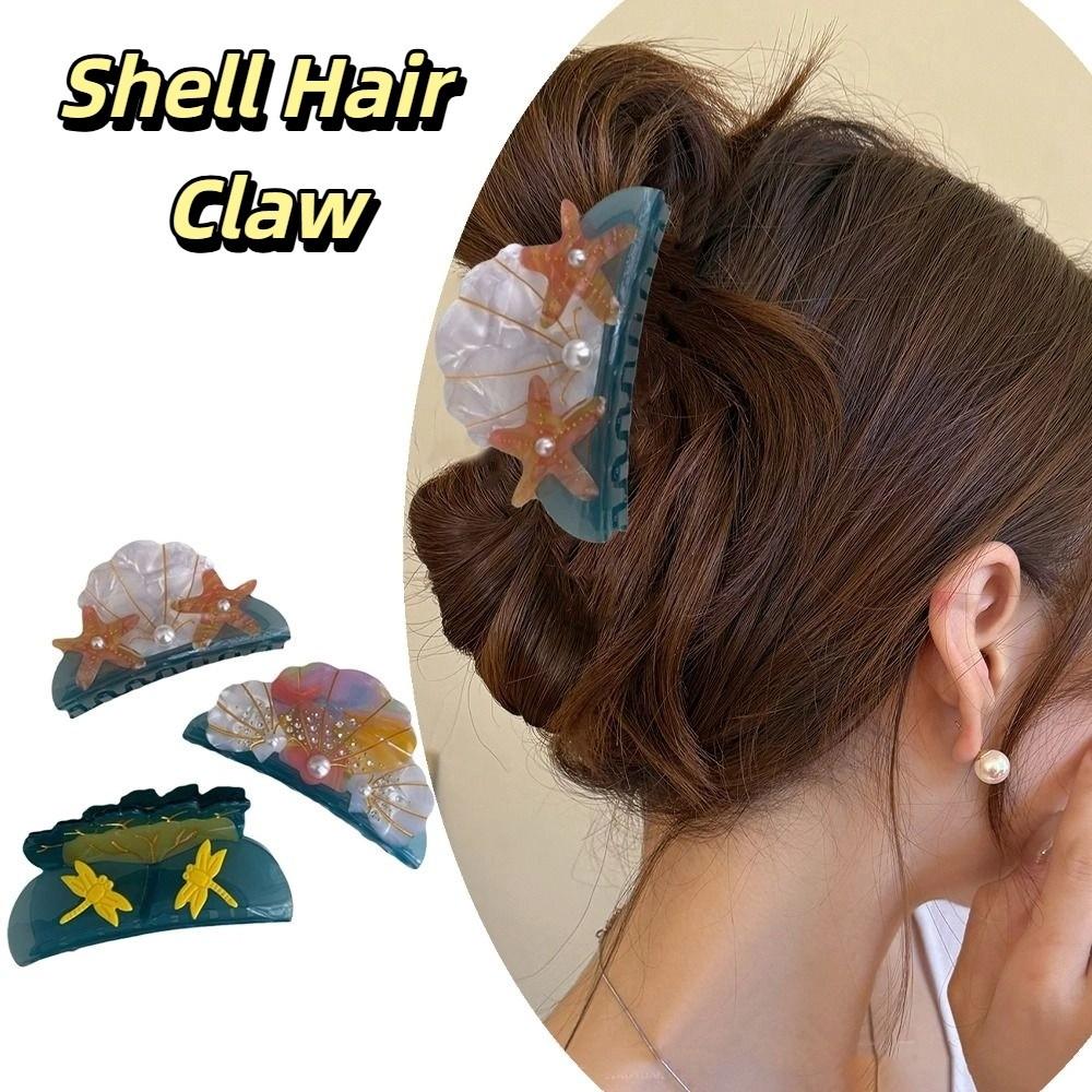 Acetic Acid Ocean Series Hair Claw Korean Style Geometry Shark Clip Shell Hair Claw Vacation
