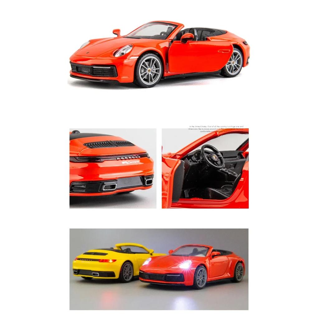 1/32 Porsche 911 Carrera Supercar литая модель игрушечного автомобиля со звуком и светом для детей