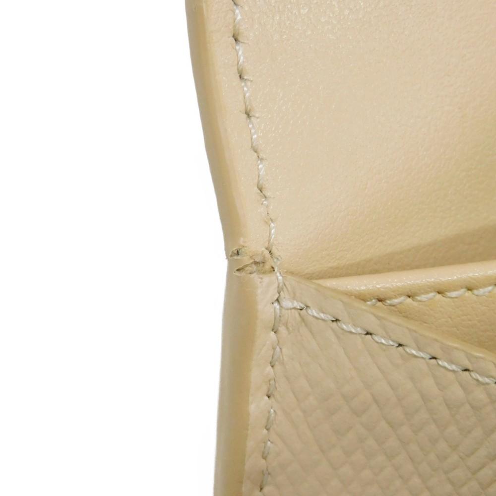 Used 10431 Large Flap Wallet 10B563BEL.03ND 7940 Foil-Stamped Grain Calfskin Beige Bifold Long Wallet New Logo Nude