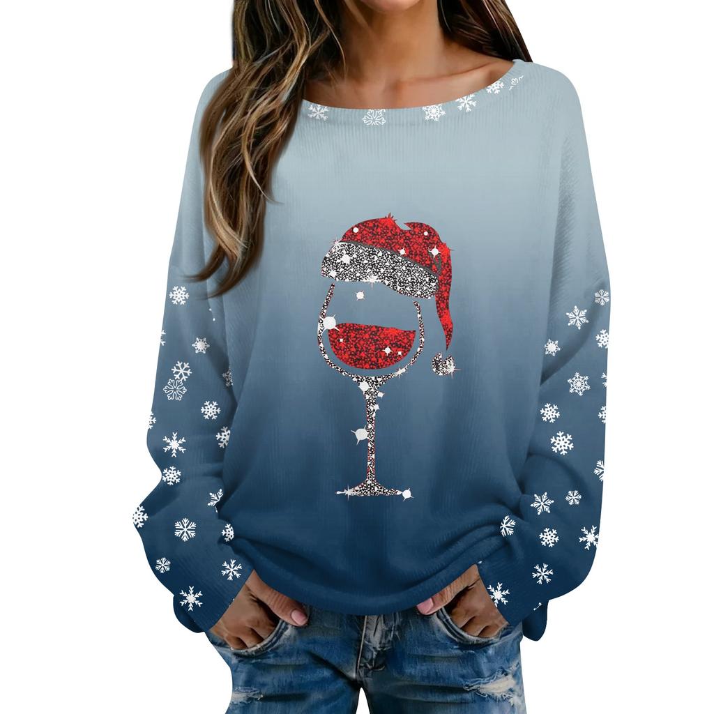 Christmas Sweatshirts For Women Knit Sweater Cute Shirt Fall Crewneck Pullover Tops