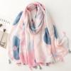 Four Seasons New Cotton And Hemp Texture Scarf Pink Cartoon Hand Drawn Tassel Silk Scarf Warm Shawl