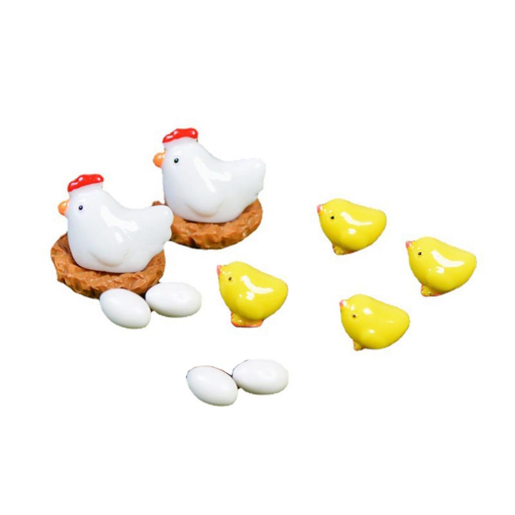 Garden Tiny Hen Chick Egg Henroost Mini Micro Landscape Ornament Miniature Figurine Decoration