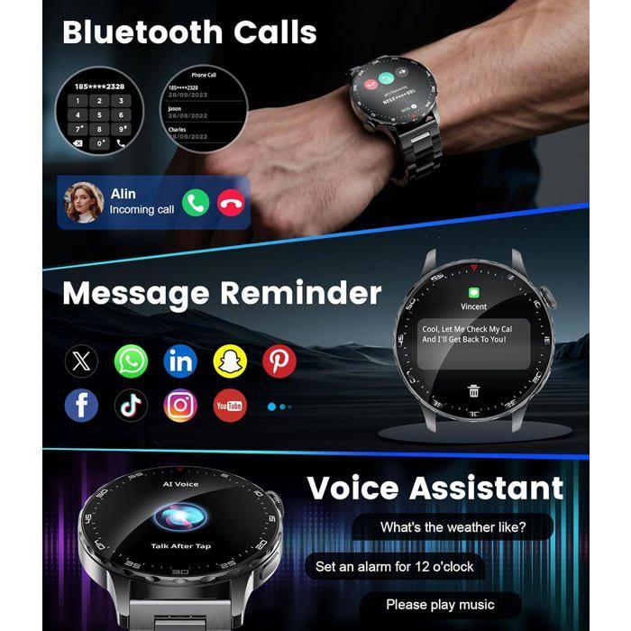 Montre Connectée - UNDERSCORE - BENYAR - Écran AMOLED 1.43'' - Autonomie 7 jours - 120 Modes Sport