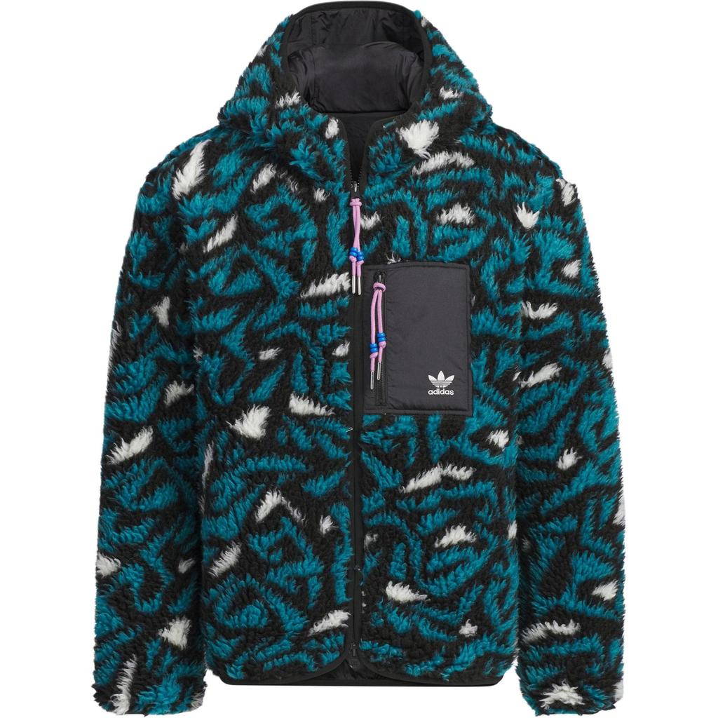 adidas Куртка Originals с капюшоном и длинными рукавами, двусторонняя, с принтом по всей поверхности, унисекс, черная, JD6367