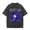 Японское аниме Serial Experiments Lain Винтажная стираная футболка Манга Девушка Ивакура Научно-фантастические футболки Мужская хлопковая повседневная футболка