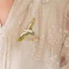 Chinese Style Elegant Rhinestone Green Enamel Wings Crane Clouds Brooches For Women Girls Flying Birds Lapel Pins Party Jewelry