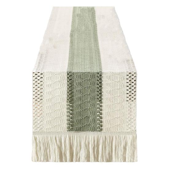 Ткань для праздничного стола, плетеная ткань в стиле бохо, кисточка, контрастный цвет, плетеная