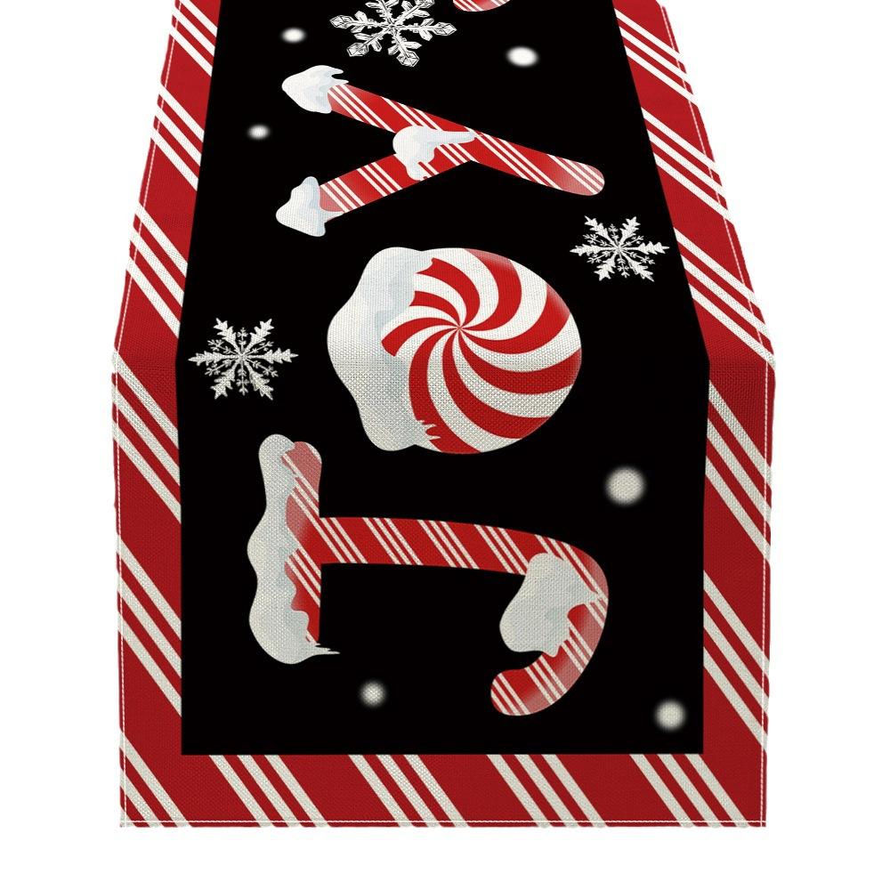 Рождественская печатная настольная флаговая льняная декоративная кухонная скатерть маленькая праздничная скатерть