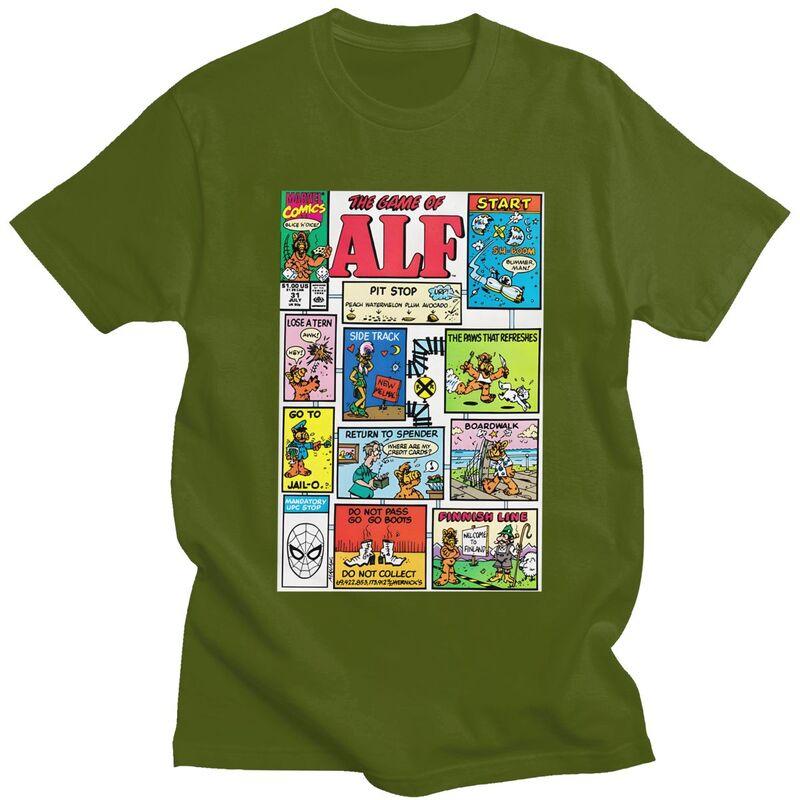 Мужская футболка с принтом ALF (Инопланетная форма жизни ALF) Футболка Футболки Футболка Свободный крой Одежда