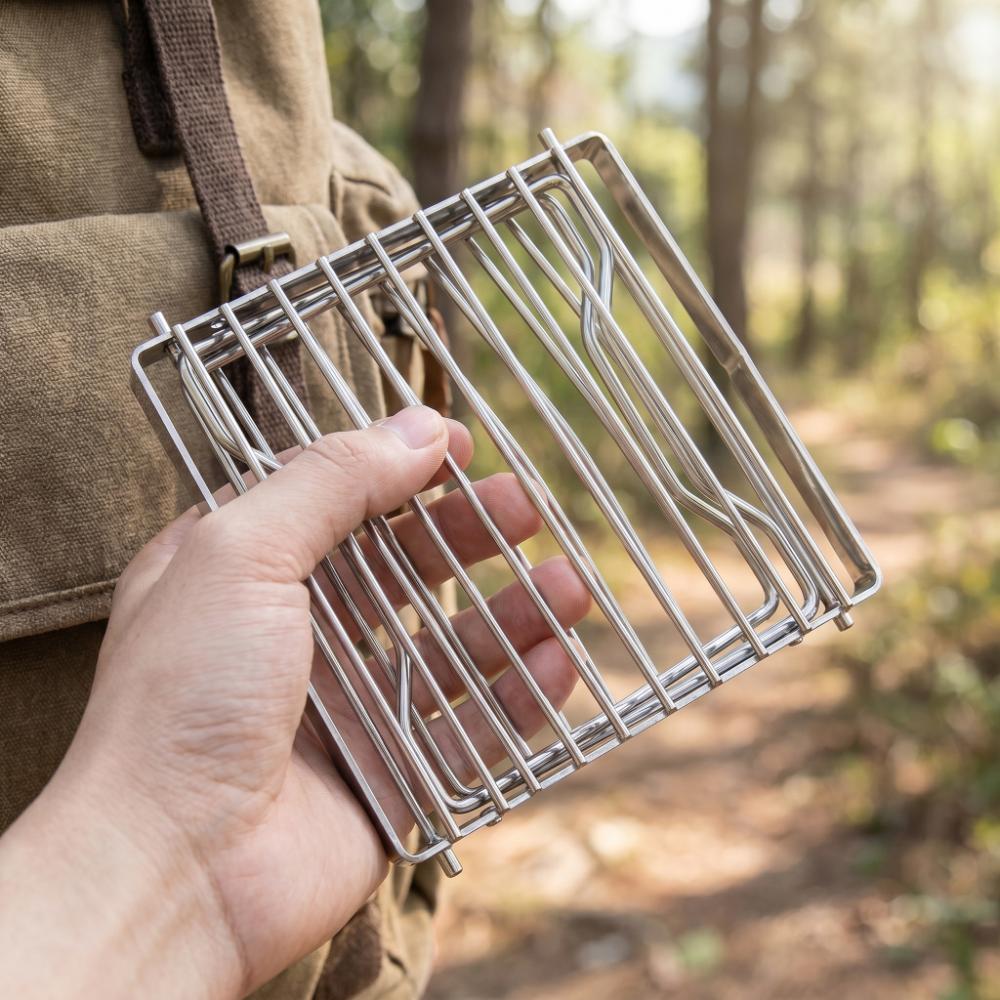 Stainless Steel Backpacking Grill Portable Campfire Grill Folding Grill Rack Camping Grate