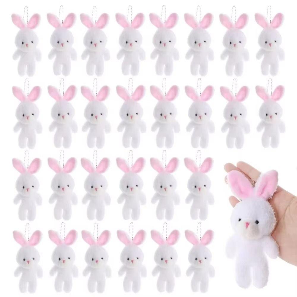 10Pcs Cartoon Animal White Rabbit Plush Keychain Easter Party Bunny Plush Dolls Holiday Gift