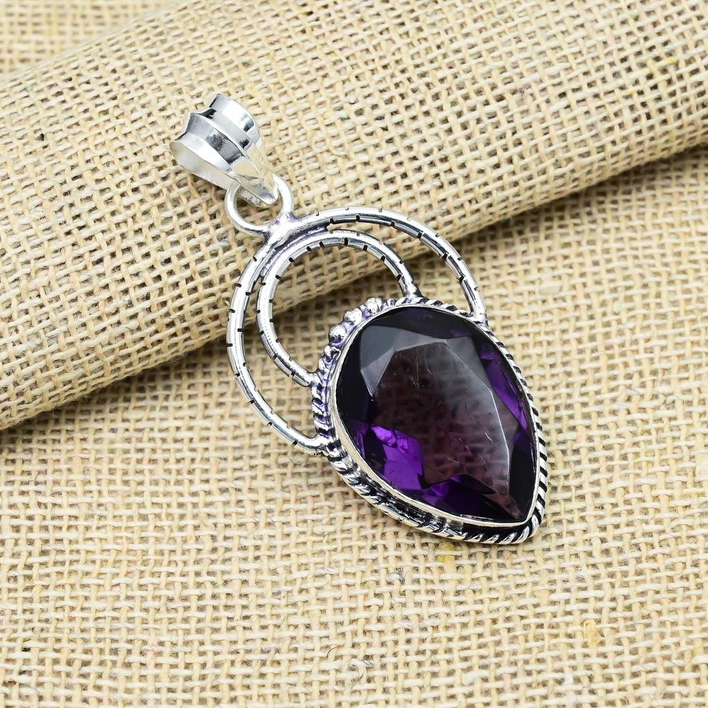 Amethyst Gemstone Handmade 925 Sterling Silver Adorable Pendant For Thanksgiving