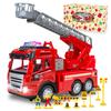 Fire Truck Toy with Ladder Ladder Fire Truck Fire Series Model Car Rescue Car Working Car LED Light Retractable Ladder Truck Boys Automatically Run