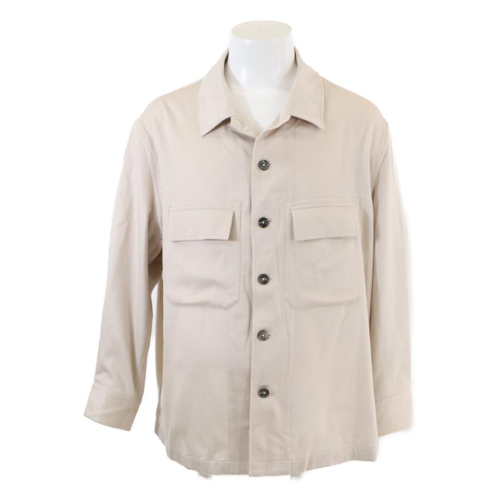 ZEGNA [Excellent Condition/Domestic Authentic] Oasi Cashmere Aiba Cashmere Oversized Long Sleeve Shirt/ tops XL IvoryUsed