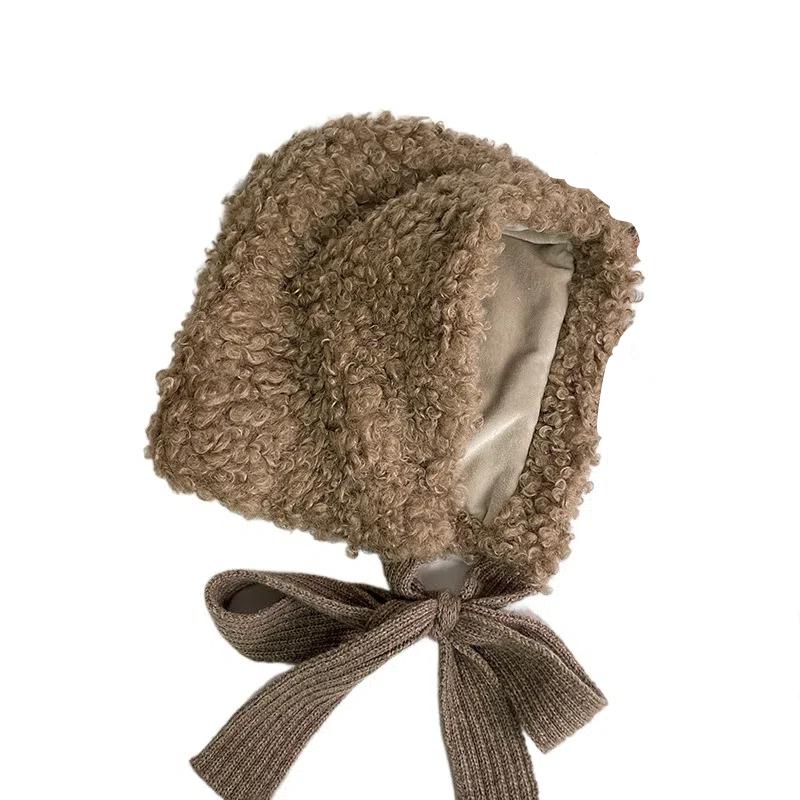 Windproof Lamb Wool Cap Balaclava Women Lei Feng Hat Cute Winter Plush Beanies  Girls