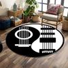 Yin Yang Acoustic Electric Guitar Design Print Round Rug, Living Room, Bedroom, Playroom Carpet, Non Slip Floor Mat, Gift