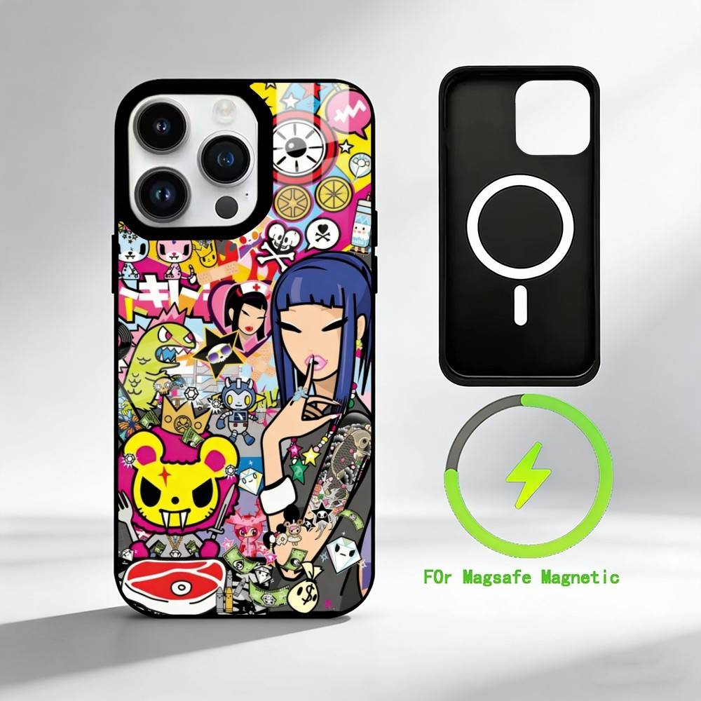 R-Retro Cute Vibe T-Tokidoki Art Phone Case For iPhone 17 16 15 14 13 12 Pro Max Plus for Mirror Wireless Magnetic Cover