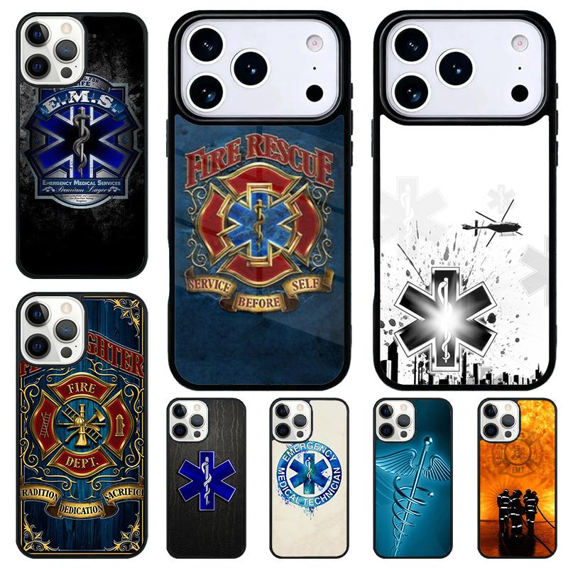 EMT Fireman Fire Rescue Phone Case for iPhone 17 Air 16 15 11 12 14 13 Pro Max Shockproof Cover