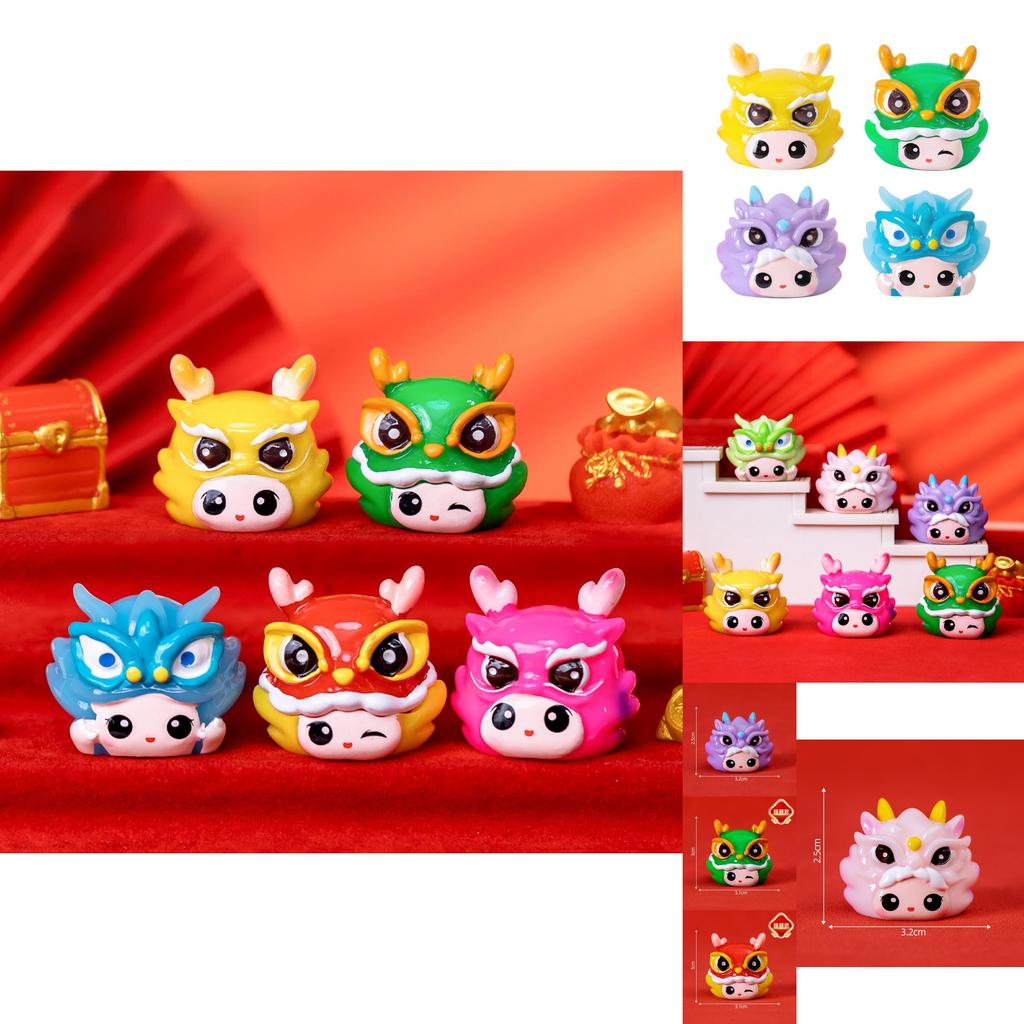 Adorable Year Of The Dragon Resin Figurine Cute Cartoon Desk Decor In Multiple Colors
