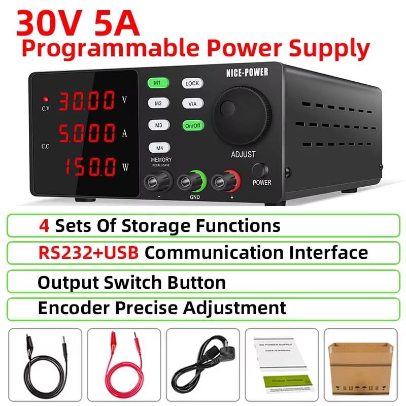 Новый программируемый лабораторный источник питания постоянного тока ЕС, регулируемый, 30 В, 10 А, 5 А, настольный источник питания, 4 комплекта функций хранения