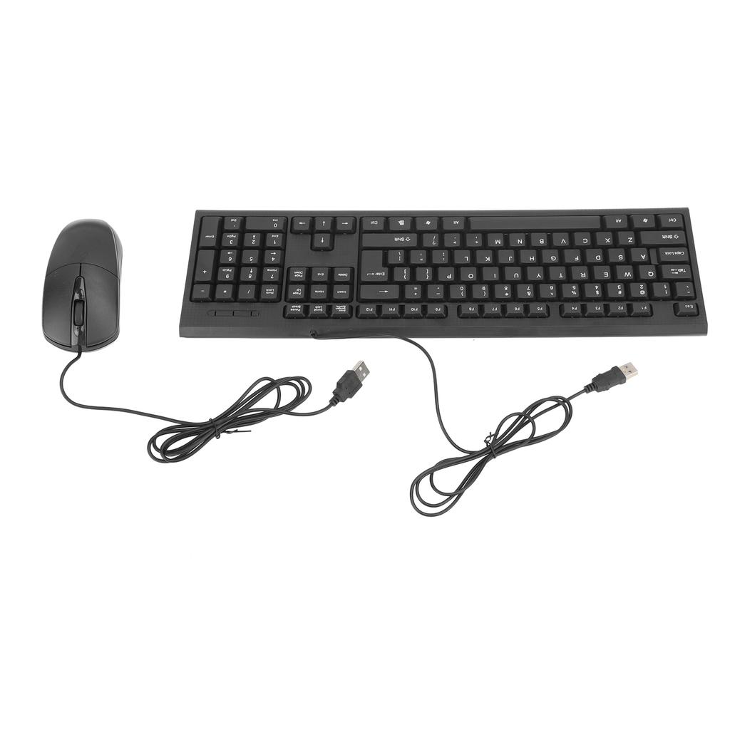 Keyboard and Mouse Combo Black Waterproof 104 Keys Anti Slip USB Wired Connection Keyboard Mouse