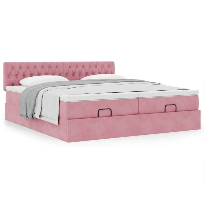 Maison Exclusive - Cadre de lit ottoman avec matelas rose 160x200 cm velours