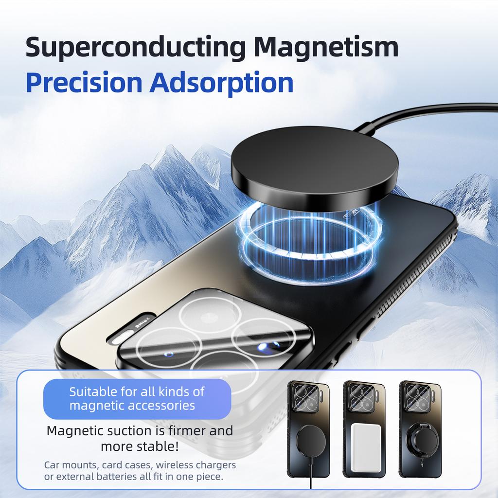 ABEEL For Xiaomi 15 Ultra Magnetic Case TPU PC Cooling Matte Phone Back Cover with Lens Film