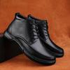 Мужские повседневные туфли из натуральной кожи с высоким верхом, классические, деловые, ботильоны, деловые ботинки на шнуровке, теплые плюшевые зимние ботинки с мехом