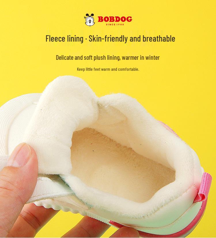 Зимние велюровые ботинки Babu Dou для малышей и детей ясельного возраста для прогулок - Теплые хлопковые повседневные кроссовки, Возраст 1-3 года.